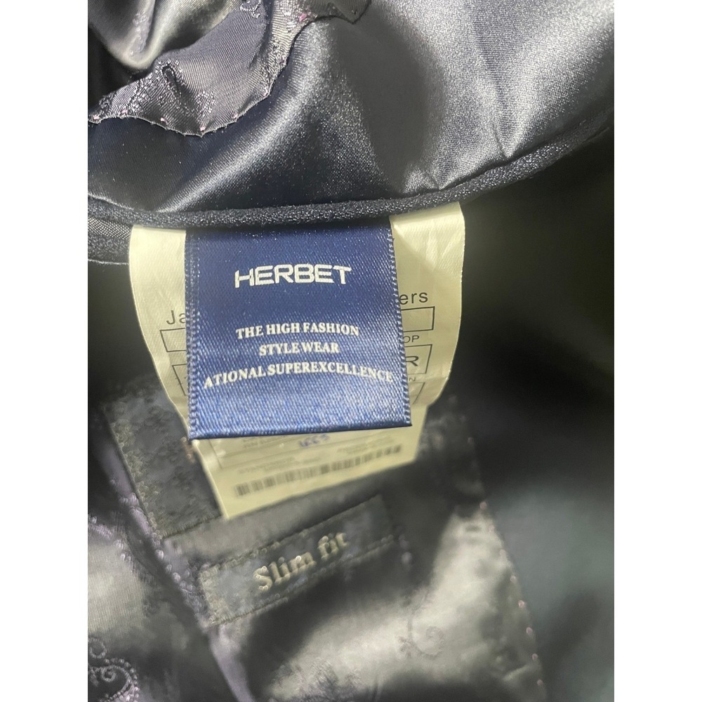 Herbet Mens Navy Tuxedo Slim Fit Suit 40R/34W Wool Formal Gala Prom Home Coming - Picture 7 of 16
